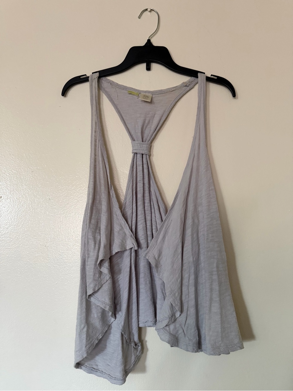 *BRAND NEW* Stylish LightGray Sleeveless FlareDraped Grey RacerbackKnot Cardigan